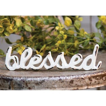'Blessed' Distressed White Resin Figurine - The Fox Decor